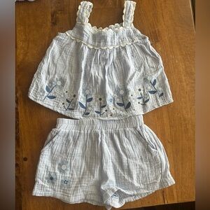Design History Girls 4T Light Blue Tank & Shorts Set with White Trim